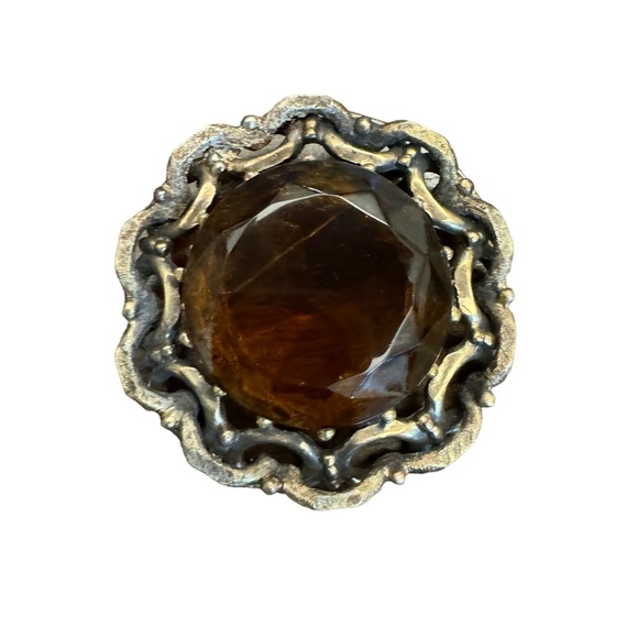 Vintage Marvella Citrine Stone Brooch Pin - Picture 2 of 11